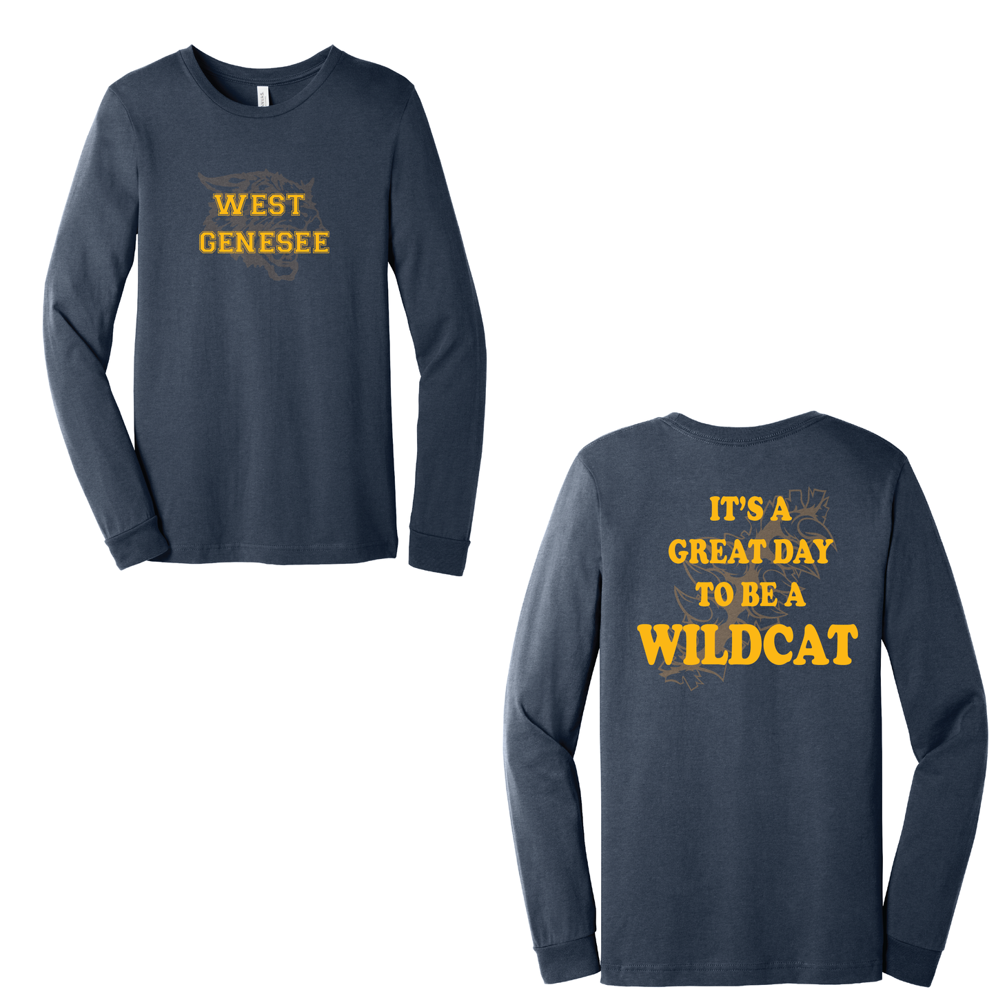 West Genesee Wildcats Shadow Mascot Claw "Great Day" Long Sleeve T-Shirt