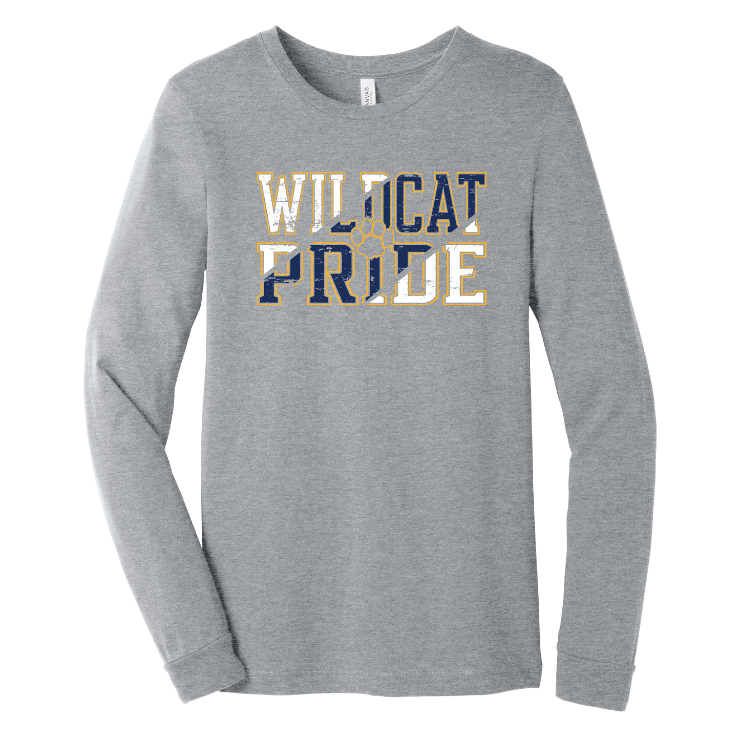 West Genesee Wildcats “Wildcat Pride” Distressed Front Print Long Sleeve T-Shirt