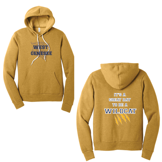 West Genesee Wildcats Shadow Mascot Gold Claw "Great Day" Hoodie