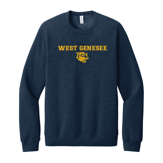 West Genesee Wildcats Text & Mascot Logo Crewneck Sweatshirt