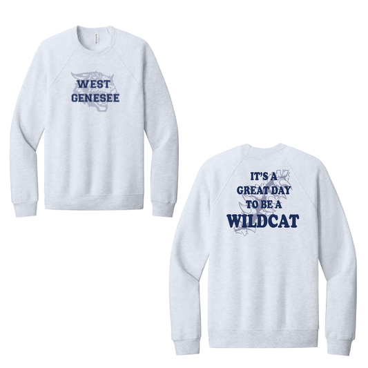 West Genesee Wildcats Shadow Mascot Claw Tear "Great Day" Crewneck Sweatshirt