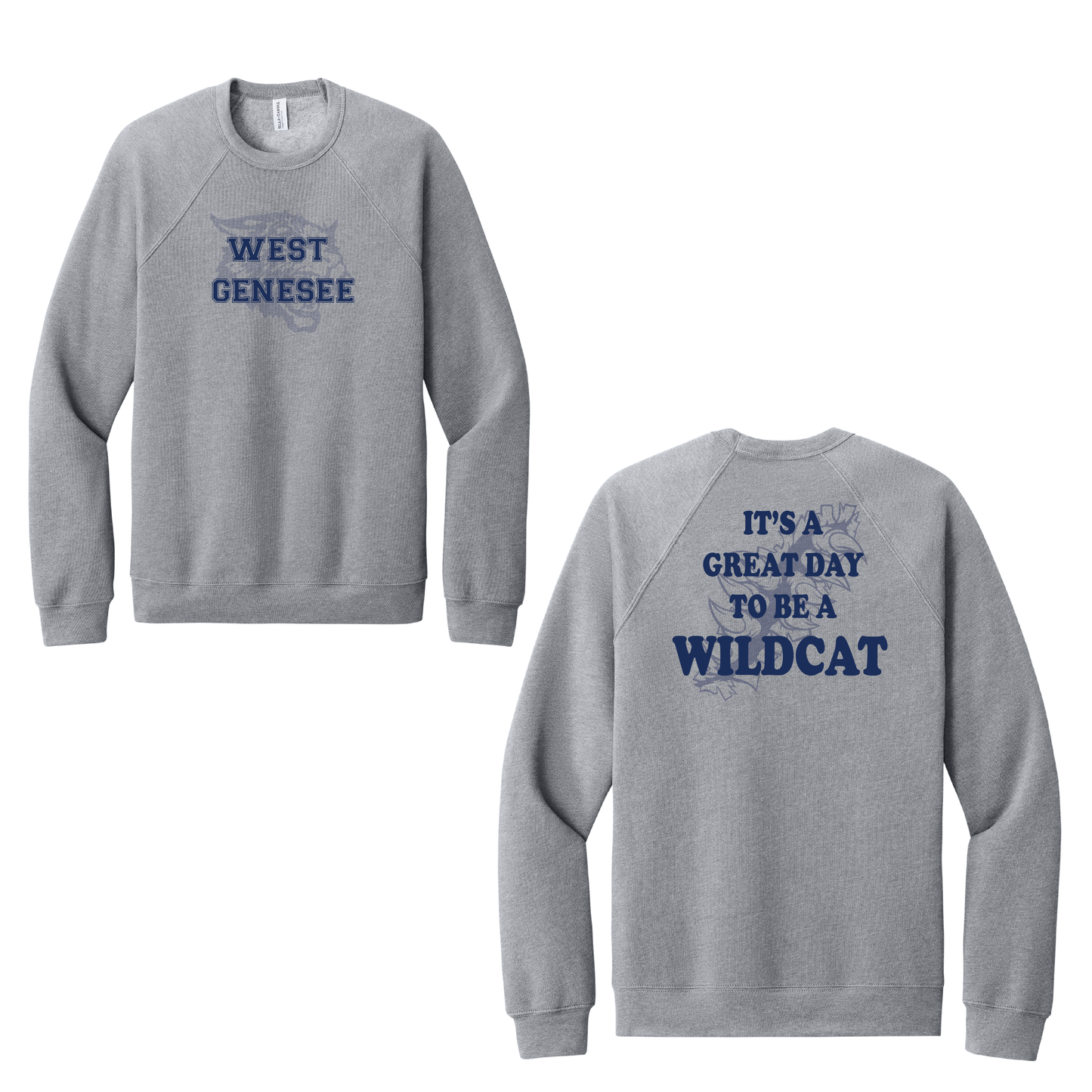 West Genesee Wildcats Shadow Mascot Claw Tear "Great Day" Crewneck Sweatshirt