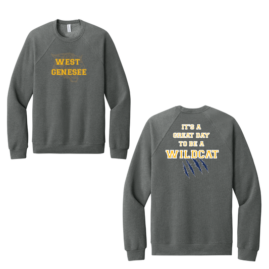 West Genesee Wildcats Shadow Mascot Gold Claw "Great Day" Crewneck Sweatshirt