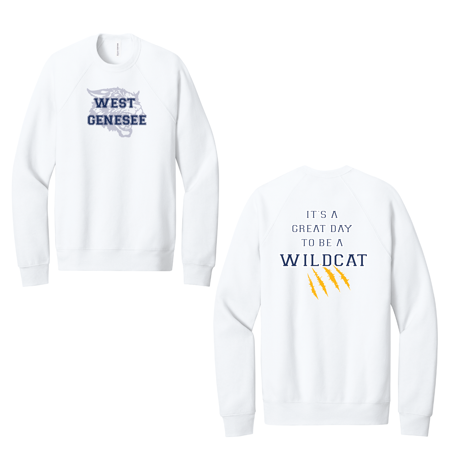 West Genesee Wildcats Shadow Mascot Gold Claw "Great Day" Crewneck Sweatshirt